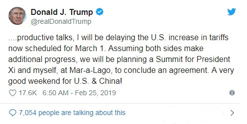 美国总统特朗普推文